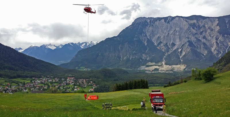 Waldbrandübung in Ötzerau, Bezirk Imst