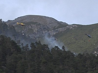 Waldbrand oberhalb von Grins