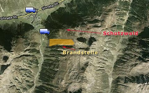 Waldbrand in Galtür