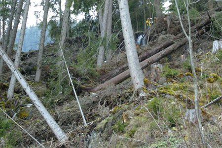 Gefahr einer Hangrutschung in Grins