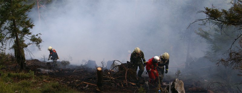 Waldbrand oberhalb von Grins
